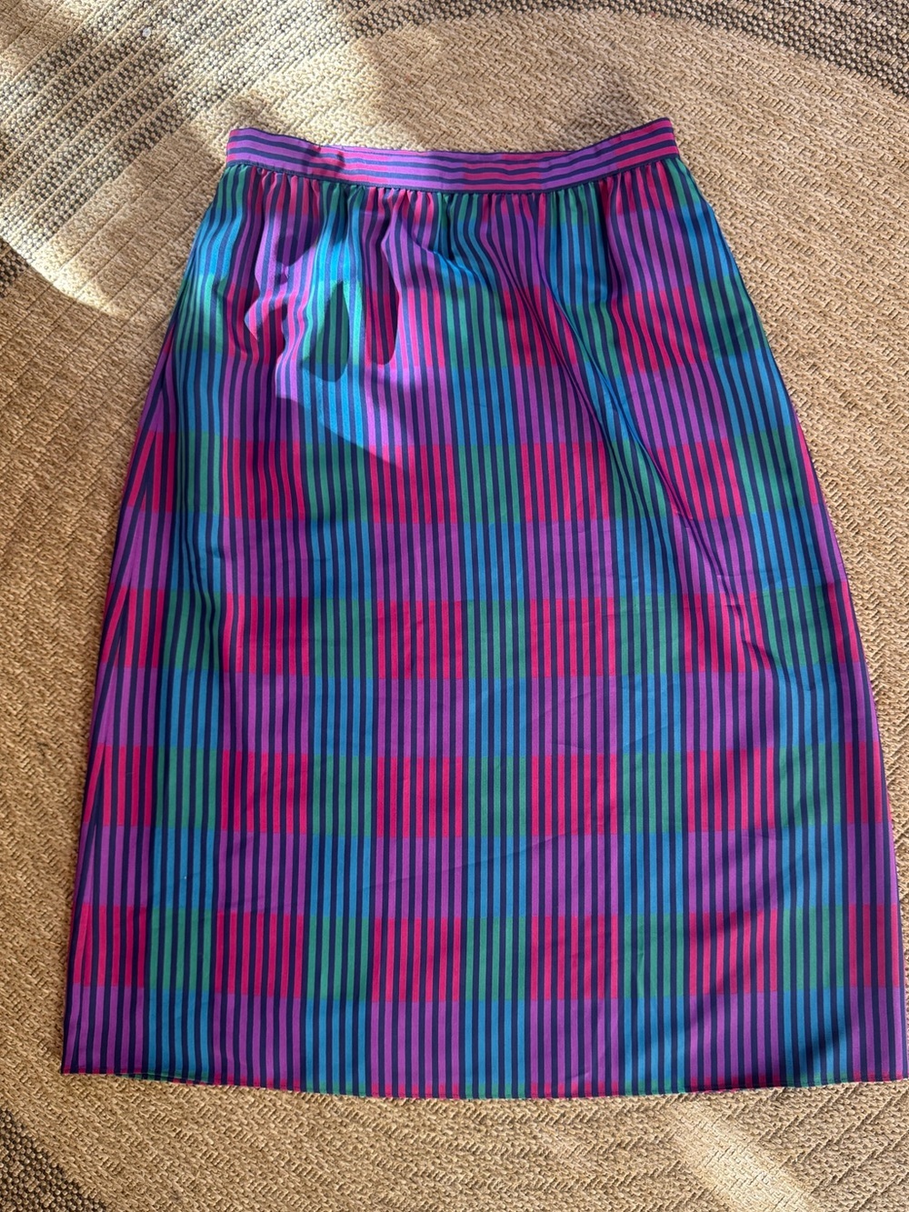 Vintage 1980s Jewel Tone plaid Midi Skirt High Waist A-Line Multi Color 8 - Picture 4 of 7